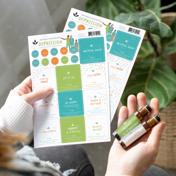 Naturally Supporting Depression Label Sheet Essential Oil Supplies