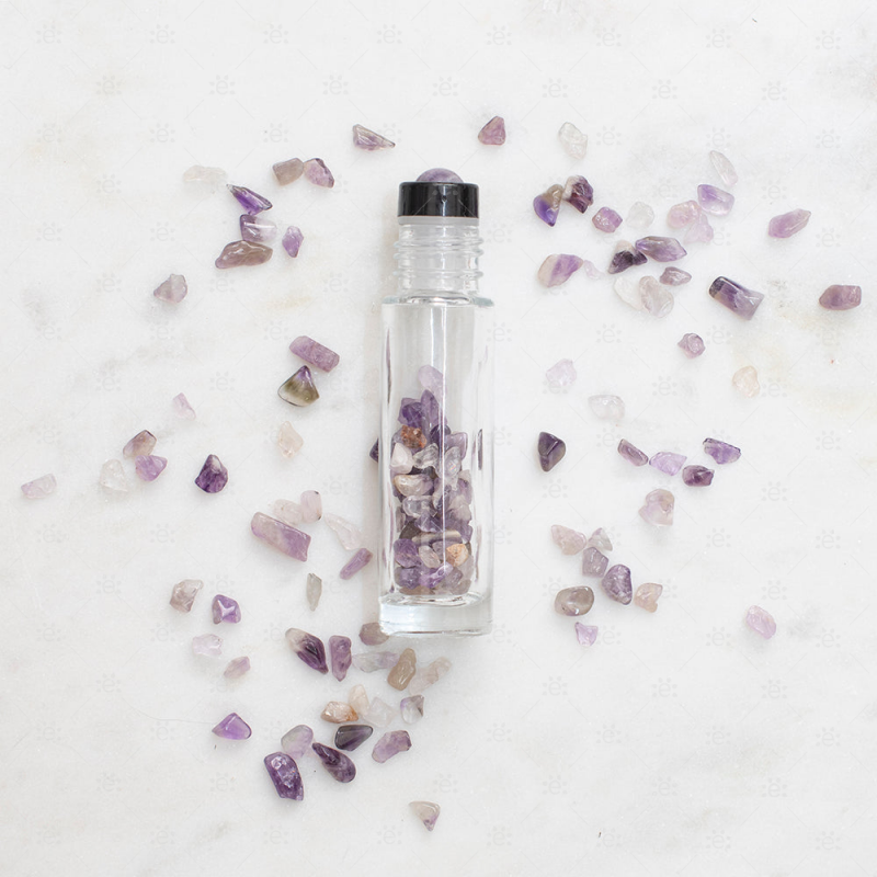 Amethyst Gemstone Roller Bottle Set - Portuguese Glass