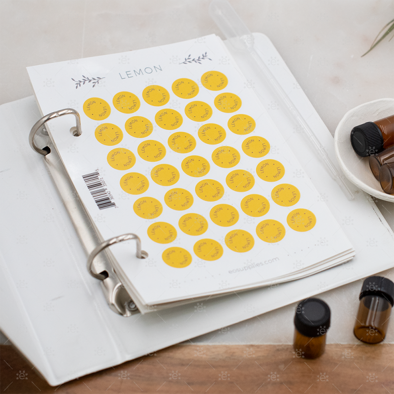 Bottle Cap Stickers:  Replacement Sheets (Doterra Single Oils) - 35 Per Sheet) Labels