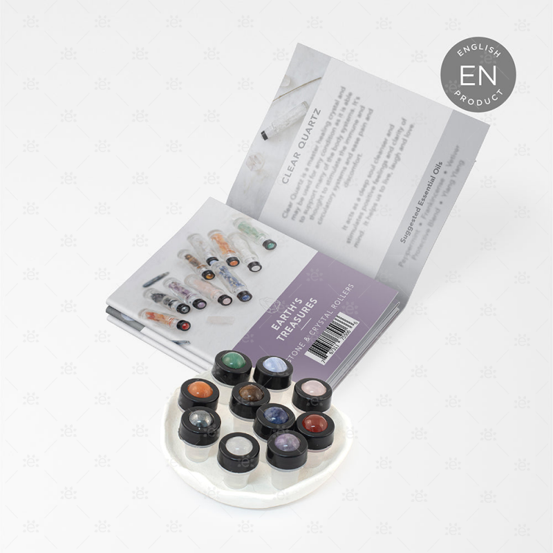 Luxury Gemstone & Crystal Rollerballs With 11 Instructional Cards (10 Roller Pack)