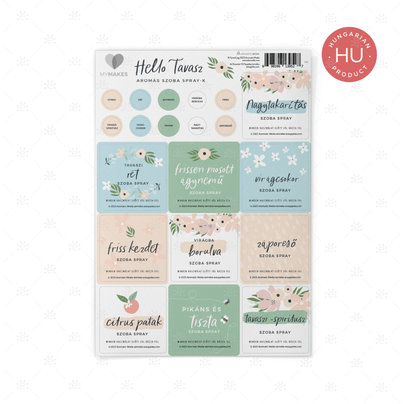 MyMakes : Hello Spring Aromatic Room Sprays - Label Sheet - HUNGARIAN