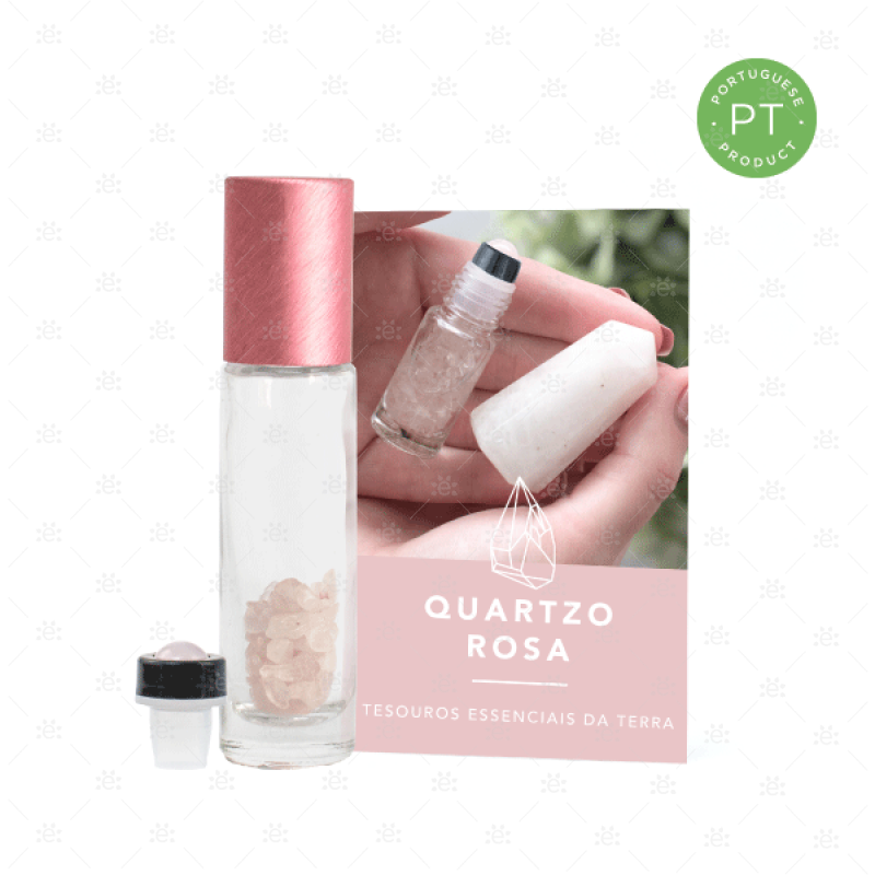 Rose Quartz Gemstone Roller Bottle Set - Portuguese Glass