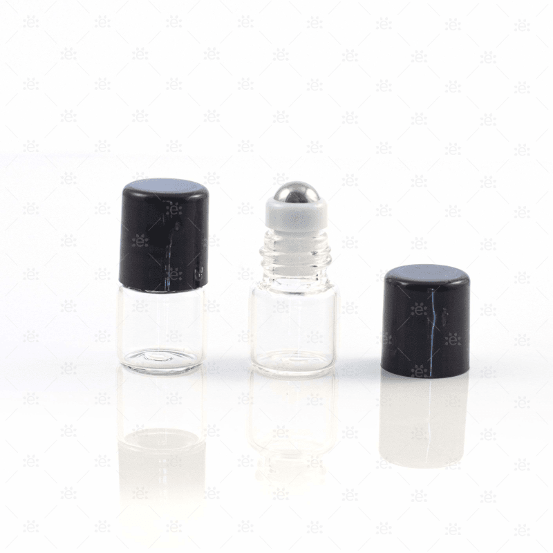 1/4 (1Ml) Dram Clear Roller Bottles With Stainless Steel Rollers (5 Pack) Glass Bottle