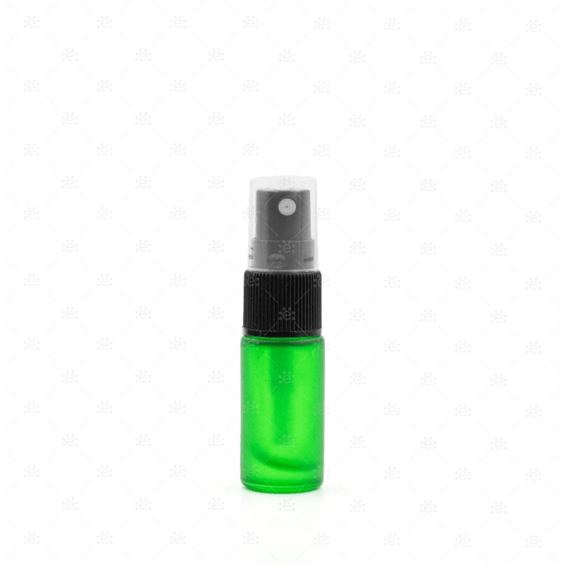 5Ml Green Deluxe Frosted Glass Spray Bottle (5 Pack)