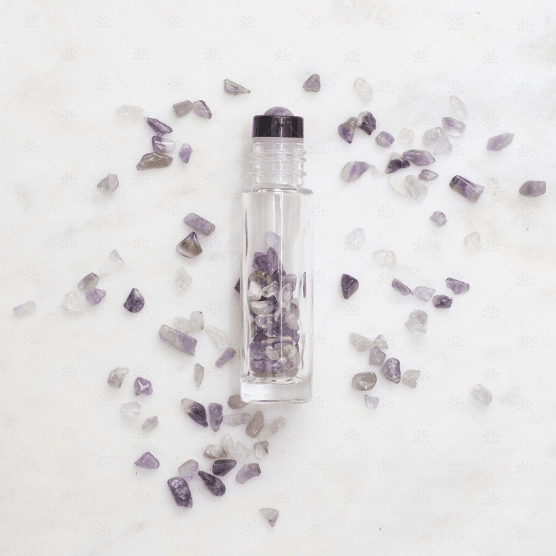 Amethyst Gemstone Roller Bottle Set Glass
