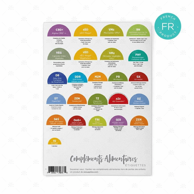 Doterra Supplements Labels (Single Sheet Of 28 Labels) - French-Fr