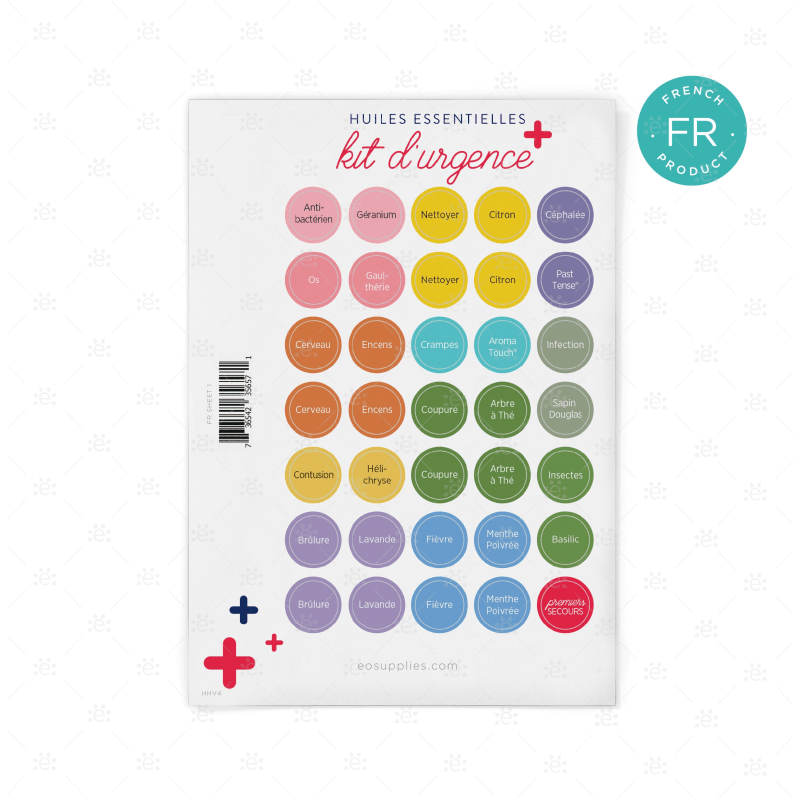 Essential Oil Emergency Kit Label Sheets (Set Of 2) French Labels
