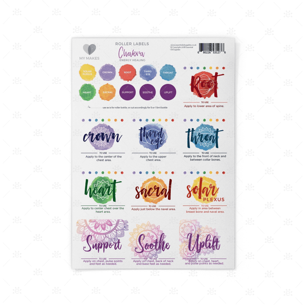 MyMakes : Chakra Energy Healing - Label Sheet - ENGLISH - Essential Oil ...