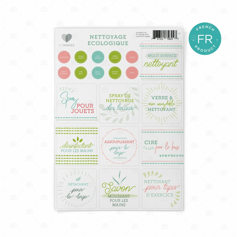 Mymakes:  Green Cleaning - Label Sheet French Labels