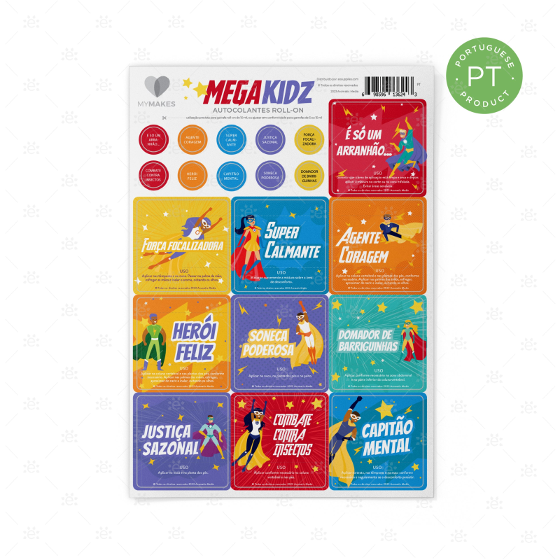 Mymakes:  Mega Kidz - Label Sheet Portuguese Labels