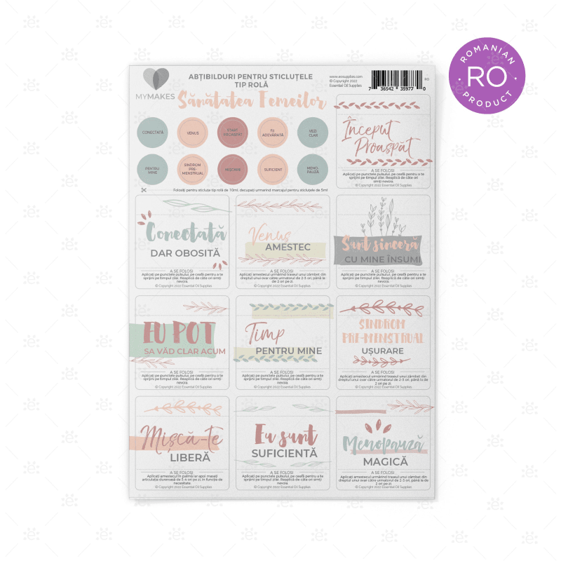 Mymakes:  Womens Health - Label Sheet (Romanian Ro) Labels