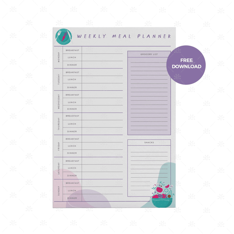 Weekly Meal Planner - Free Download Digital/e-Course