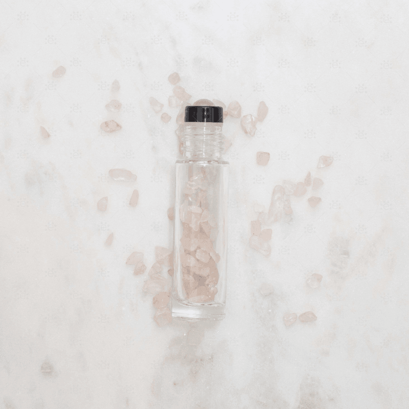 Rose Quartz Gemstone Roller Bottle Set Glass