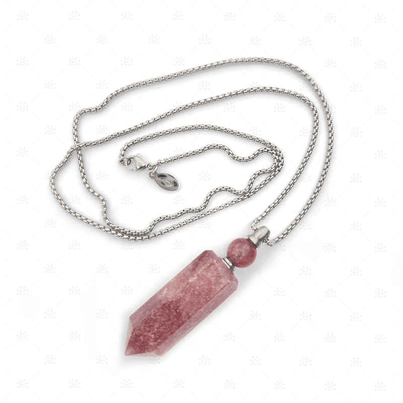Strawberry Quartz Gemstone Vial Necklace Jewellery